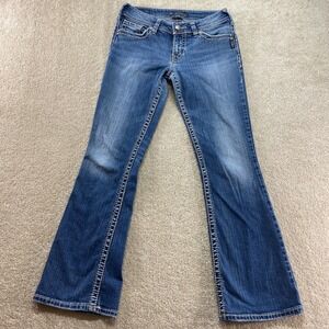 Silver Jeans Suki Women 28x32 Blue Mid Rise Bootcut Contrast Stitch Fits (30x31)